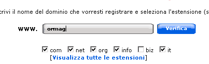 Registrazione Dominio - Inserimento del nome